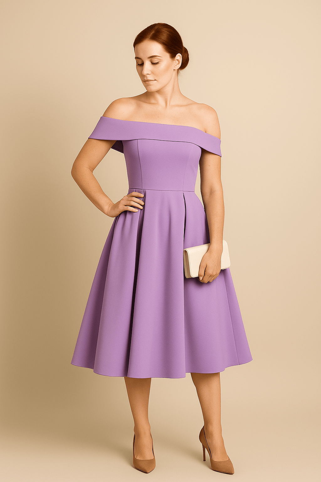 Anna Women's Off-Shoulder A-Line Dress - Elegant Fit - Formal Wear
