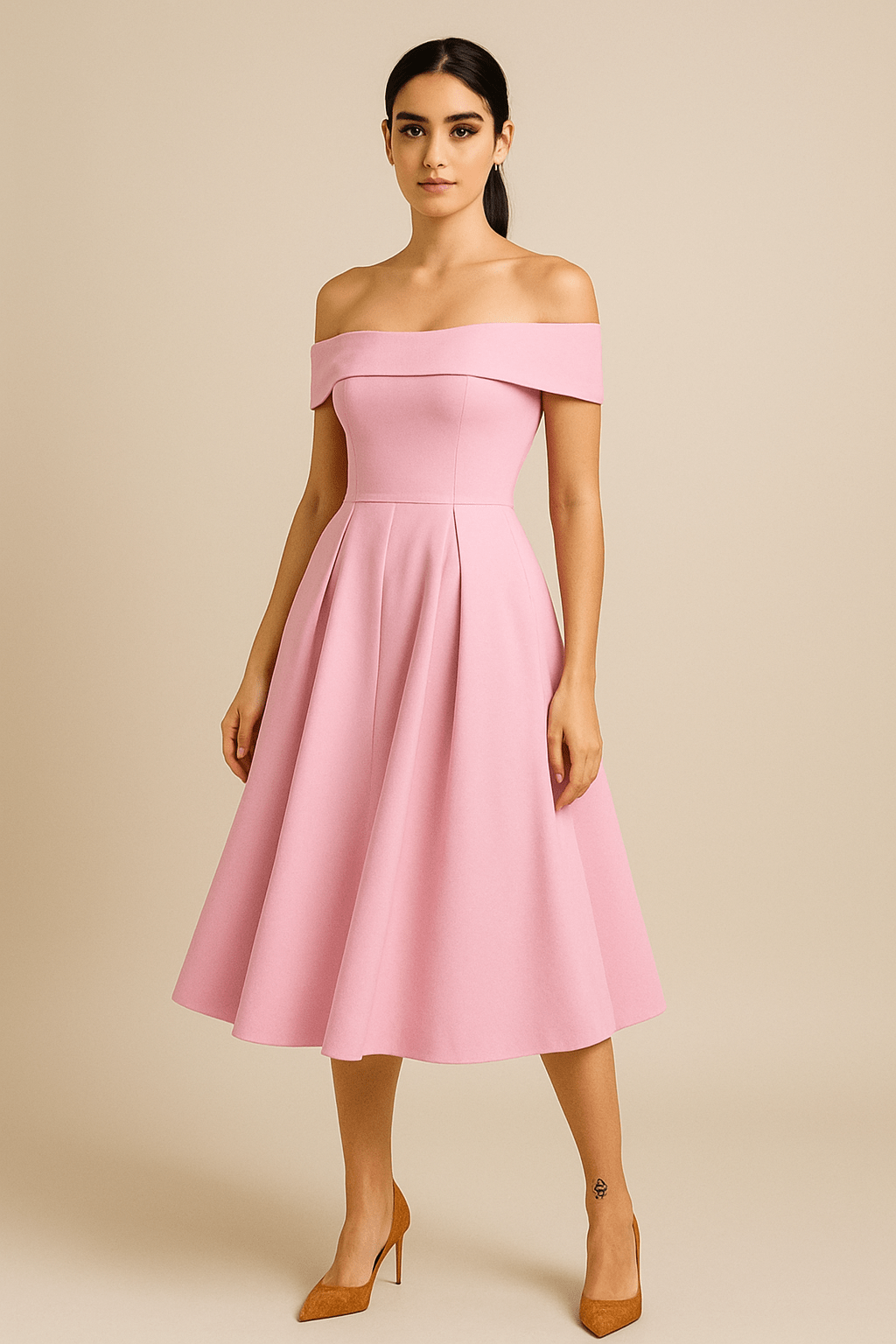 Anna Women's Off-Shoulder A-Line Dress - Elegant Fit - Formal Wear