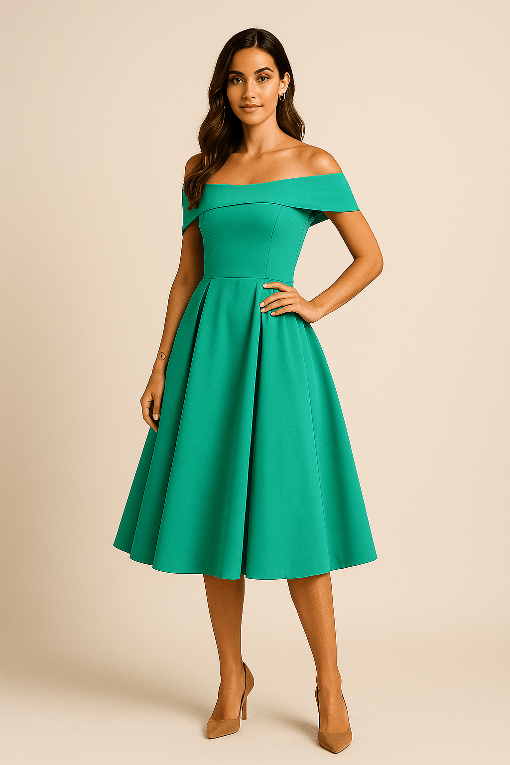 Anna Women's Off-Shoulder A-Line Dress - Elegant Fit - Formal Wear