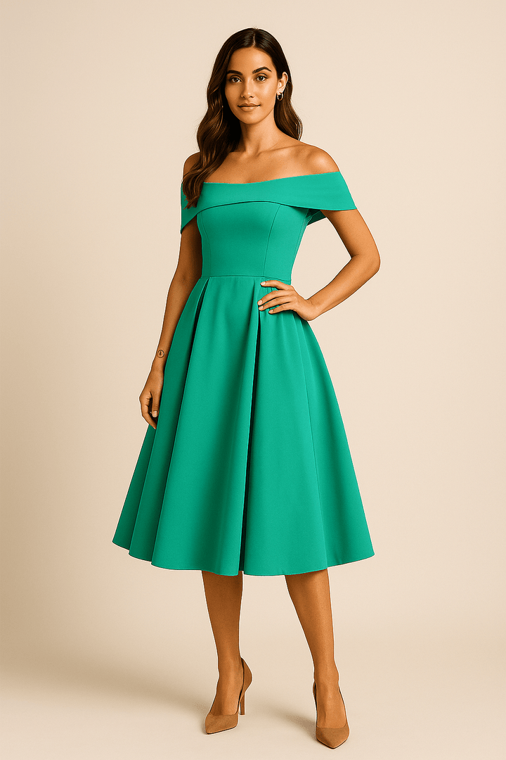 Anna Women's Off-Shoulder A-Line Dress - Elegant Fit - Formal Wear