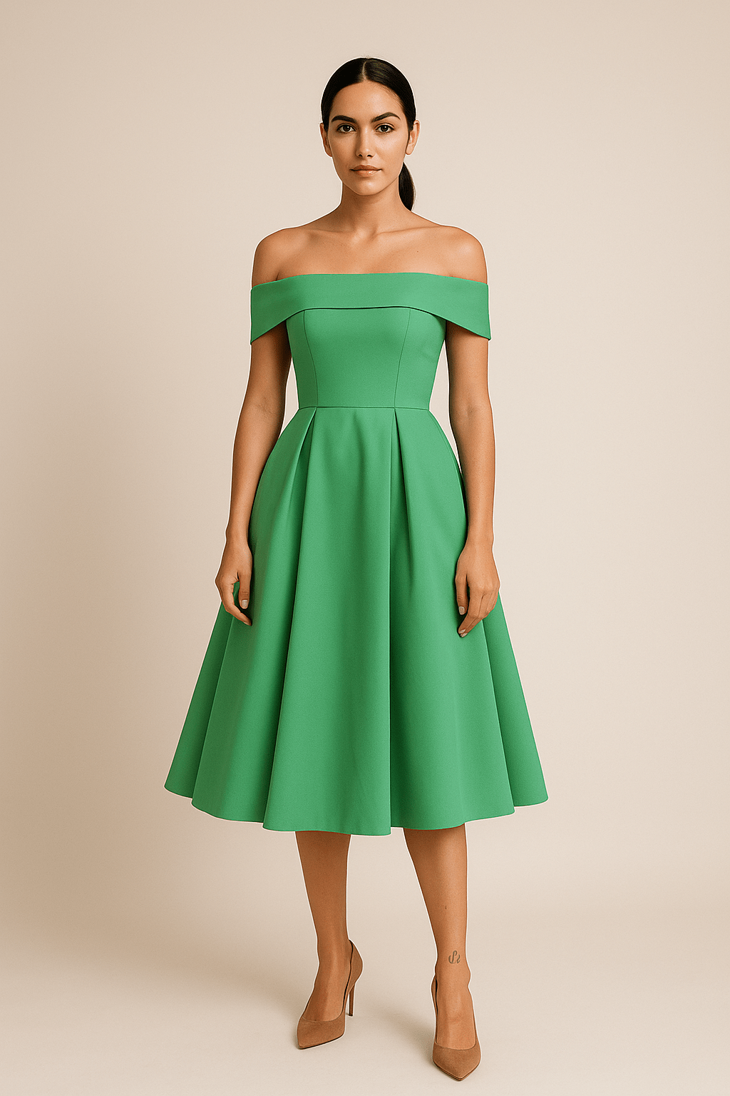 Anna Women's Off-Shoulder A-Line Dress - Elegant Fit - Formal Wear