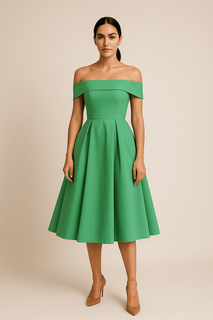 Anna Women's Off-Shoulder A-Line Dress - Elegant Fit - Formal Wear