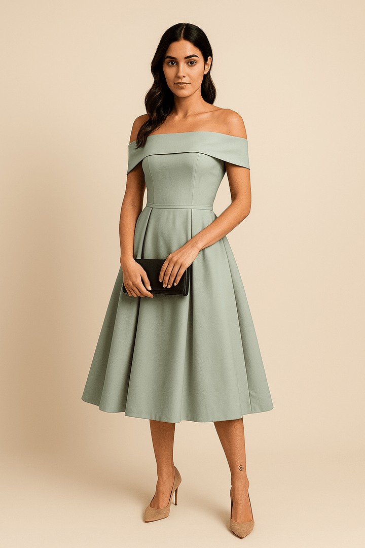 Anna Women's Off-Shoulder A-Line Dress - Elegant Fit - Formal Wear