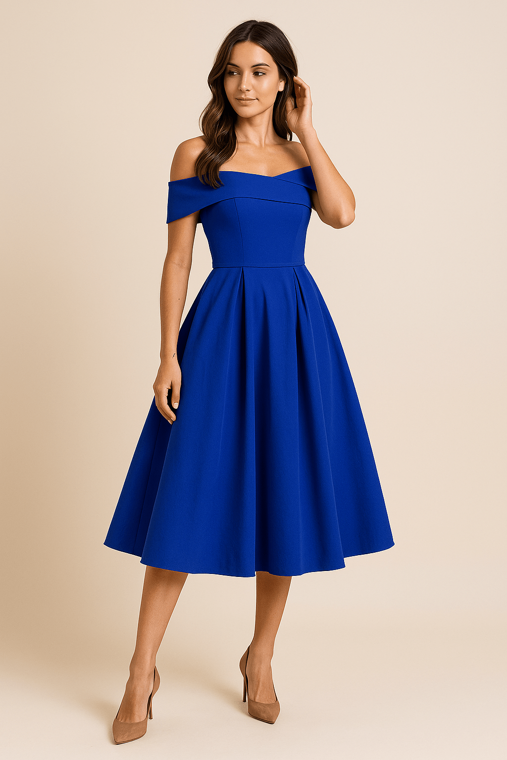 Anna Women's Off-Shoulder A-Line Dress - Elegant Fit - Formal Wear