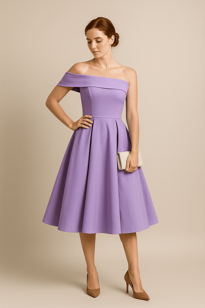 Anna Women's Off-Shoulder A-Line Dress - Elegant Fit - Formal Wear