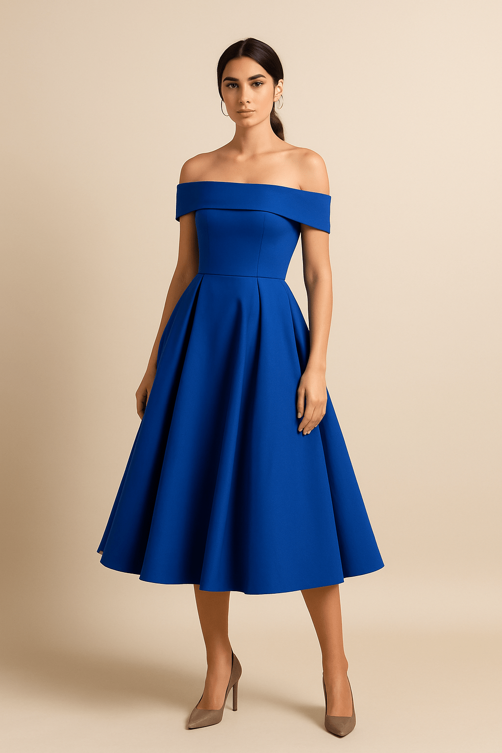 Anna Women's Off-Shoulder A-Line Dress - Elegant Fit - Formal Wear