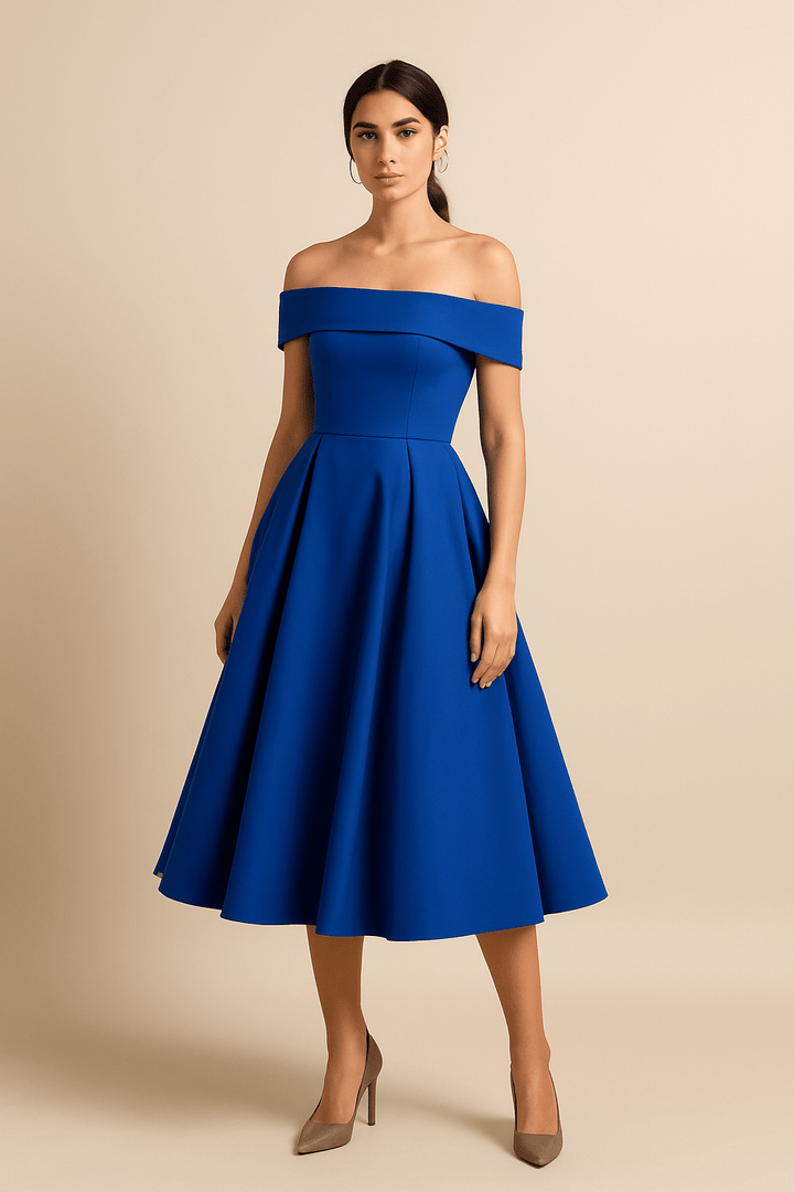 Anna Women's Off-Shoulder A-Line Dress - Elegant Fit - Formal Wear