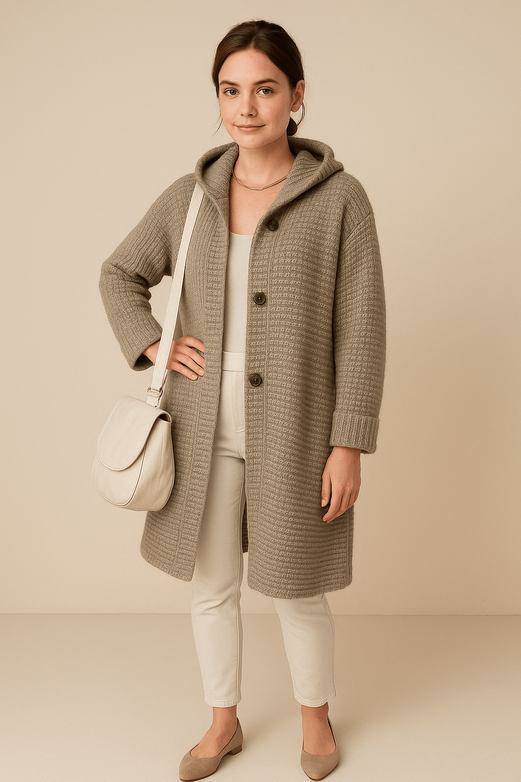 Astrid – Women’s Hooded Longline Ribbed Knit Cardigan with Button Front