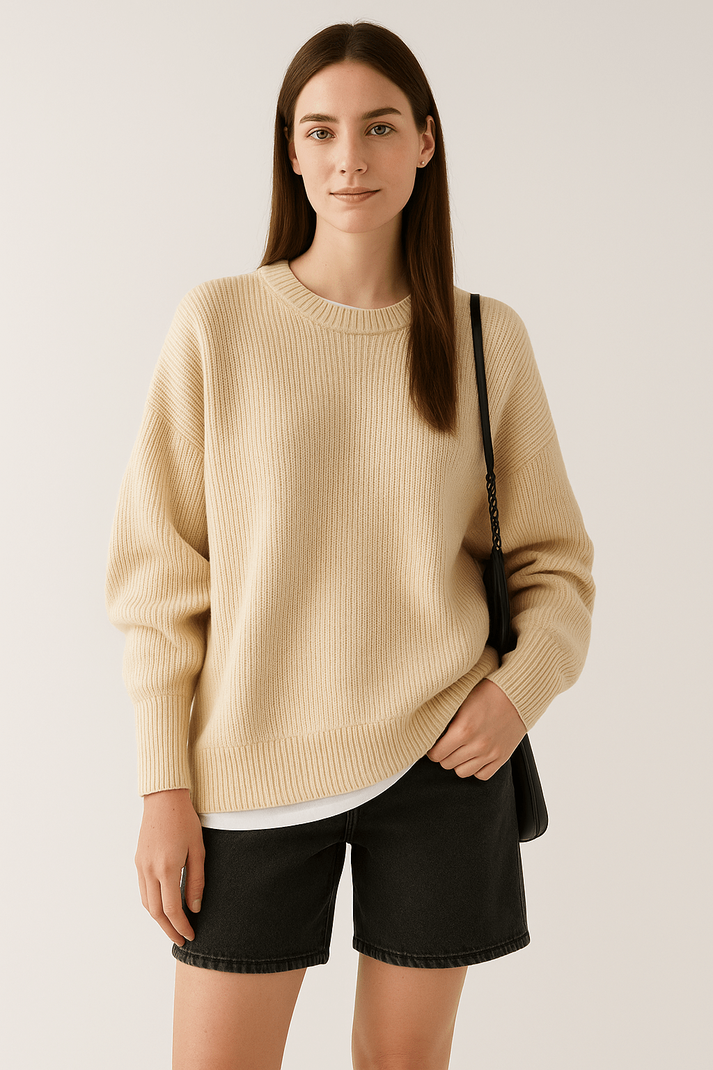Bella – Women’s Oversized Knit Sweater with Side Slits – Cotton Blend