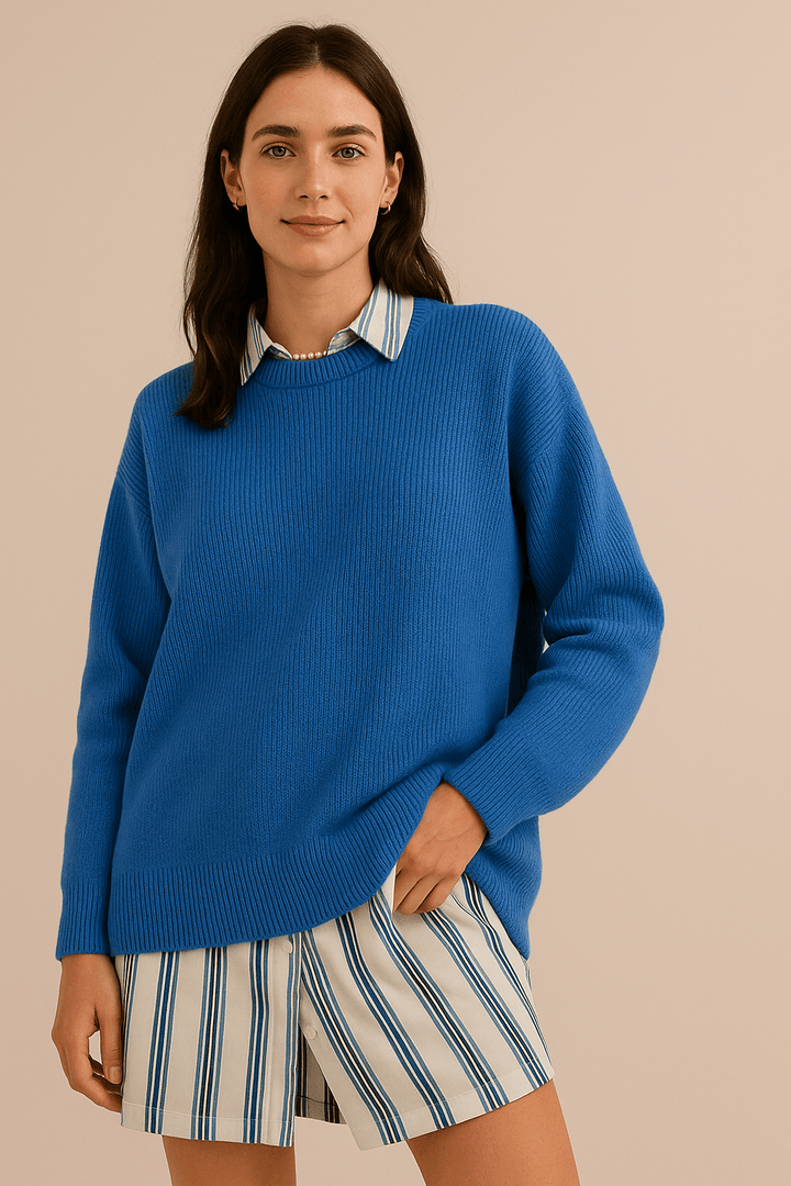 Bella – Women’s Oversized Knit Sweater with Side Slits – Cotton Blend