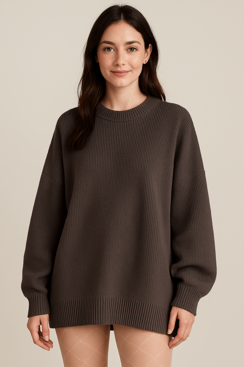 Bella – Women’s Oversized Knit Sweater with Side Slits – Cotton Blend