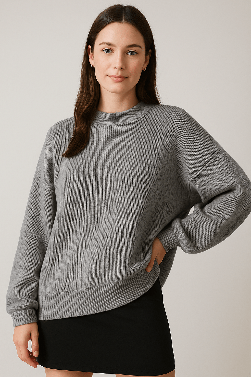 Bella – Women’s Oversized Knit Sweater with Side Slits – Cotton Blend