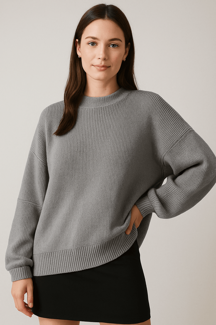 Bella – Women’s Oversized Knit Sweater with Side Slits – Cotton Blend