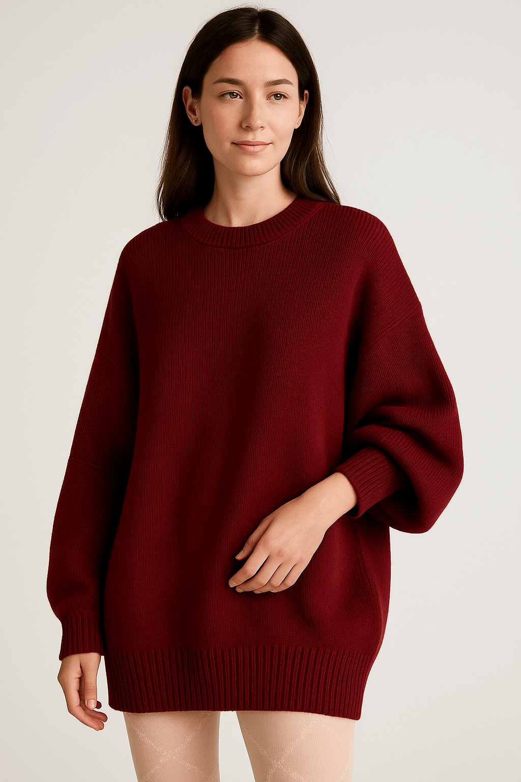 Bella – Women’s Oversized Knit Sweater with Side Slits – Cotton Blend
