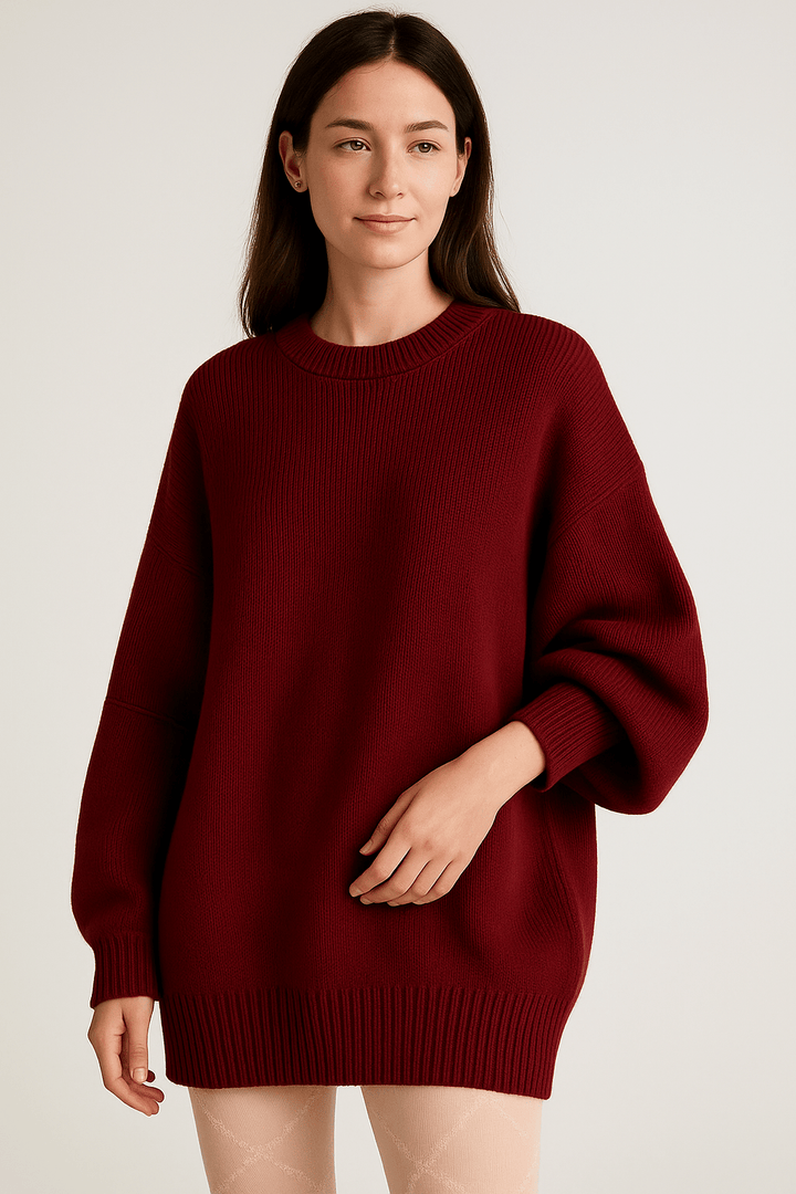 Bella – Women’s Oversized Knit Sweater with Side Slits – Cotton Blend