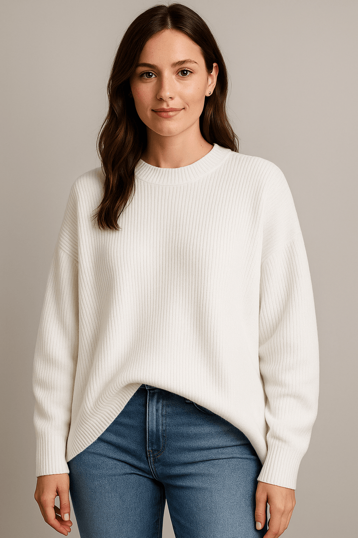 Bella – Women’s Oversized Knit Sweater with Side Slits – Cotton Blend