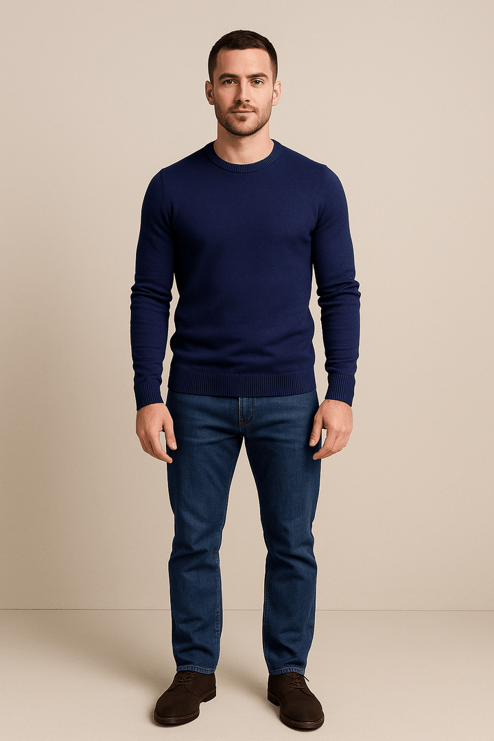 Benny – Men’s Crew Neck Sweater with Regular Fit in Soft Knit