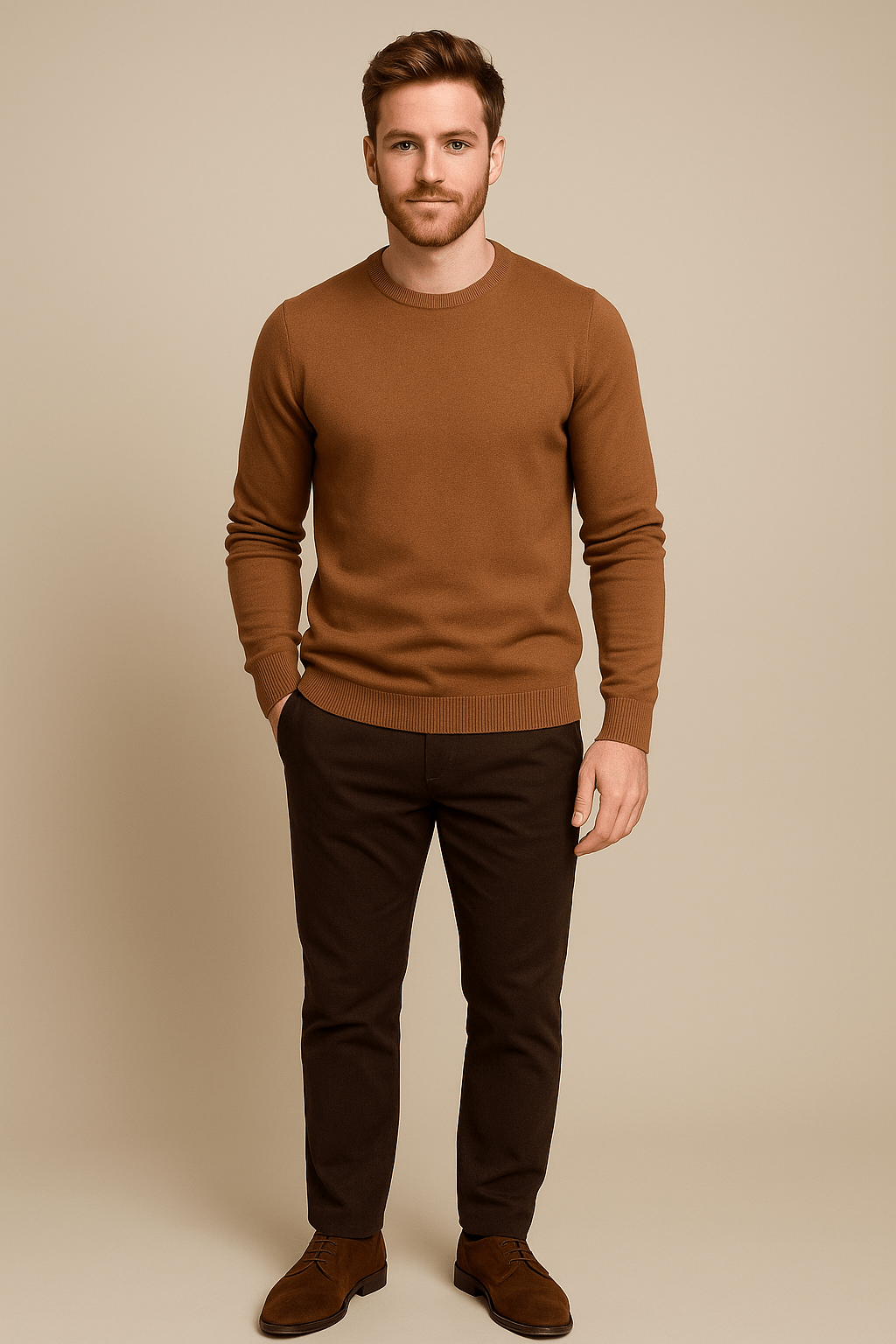 Benny – Men’s Crew Neck Sweater with Regular Fit in Soft Knit