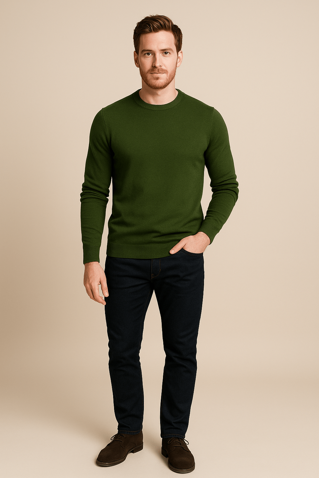 Benny – Men’s Crew Neck Sweater with Regular Fit in Soft Knit