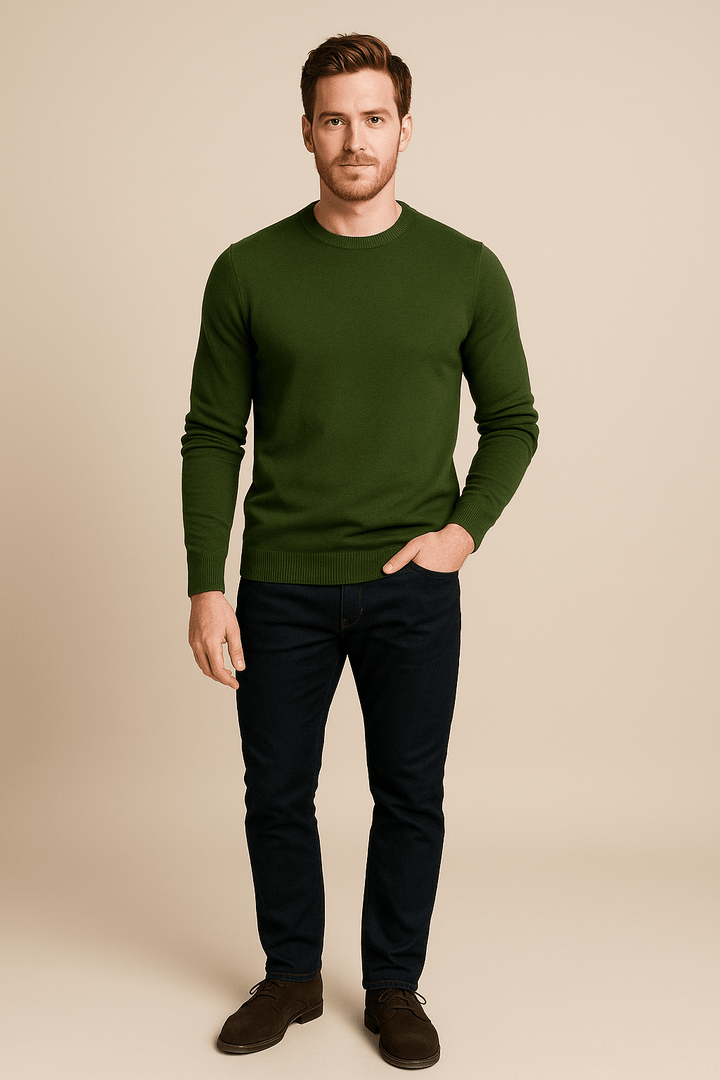 Benny – Men’s Crew Neck Sweater with Regular Fit in Soft Knit