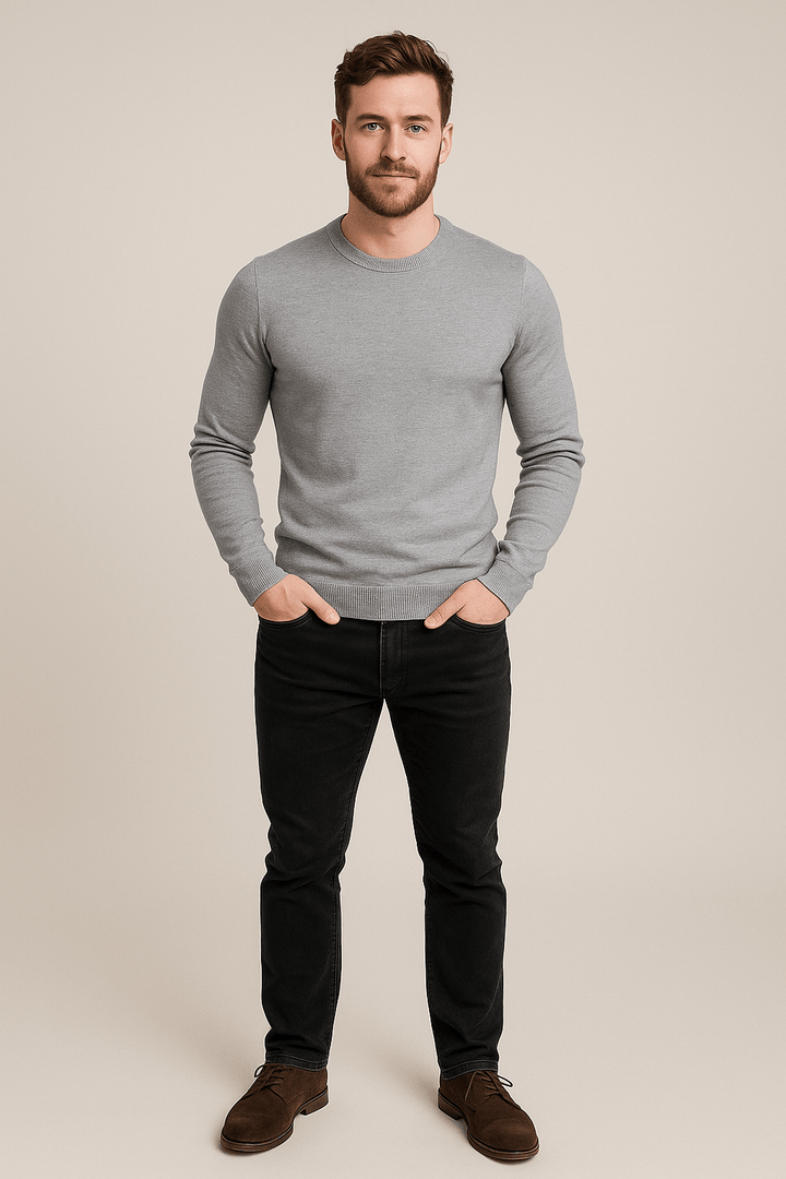 Benny – Men’s Crew Neck Sweater with Regular Fit in Soft Knit