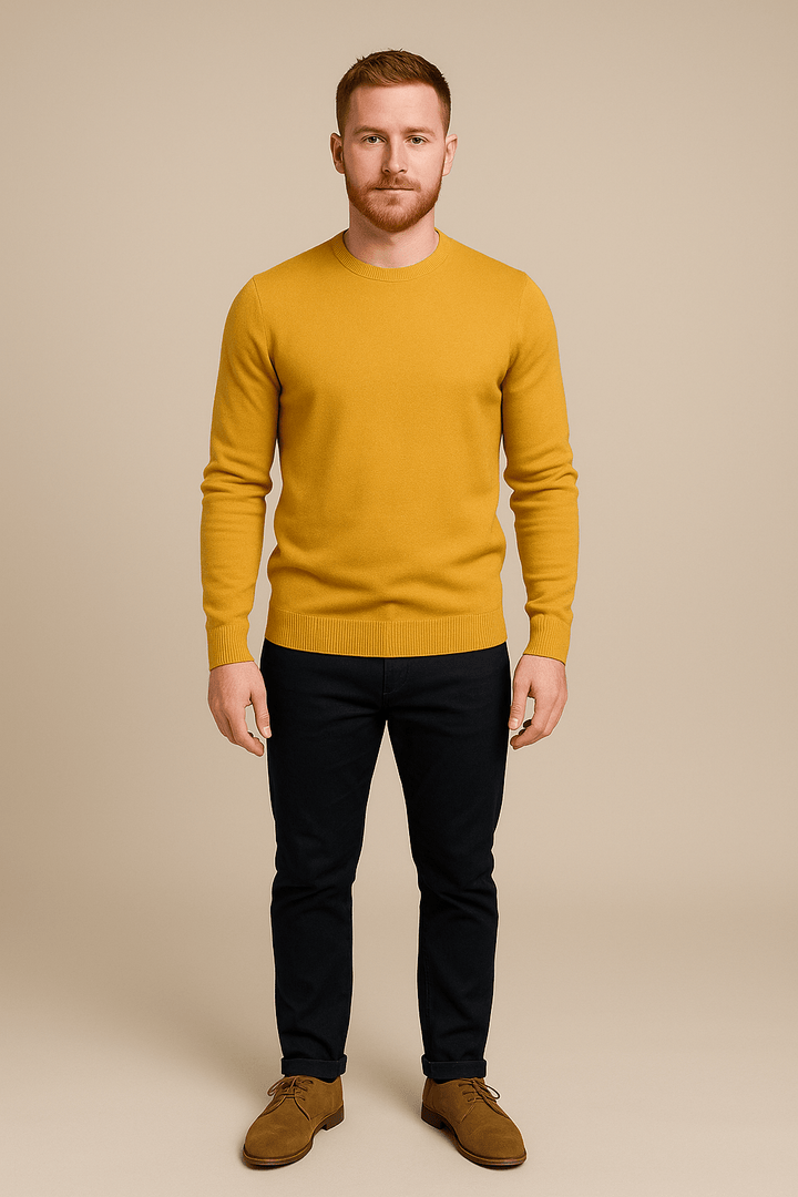 Benny – Men’s Crew Neck Sweater with Regular Fit in Soft Knit