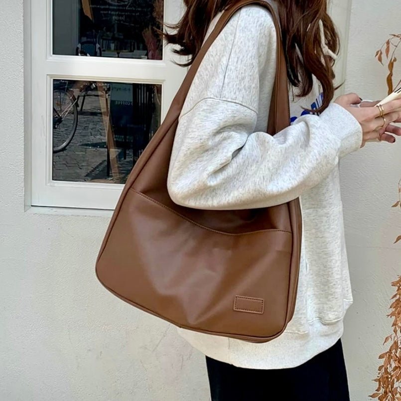 Delphine Women's Faux Leather Tote Bag - Structured Minimalist Design for Everyday Use