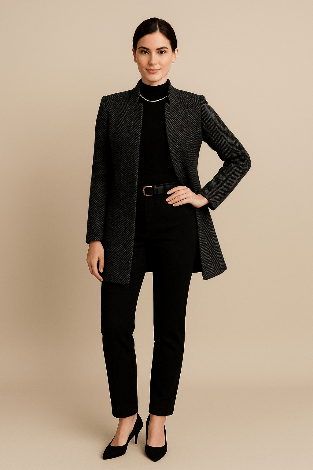 Elodie – Women’s Ankle-Length Coat with Notch Lapel