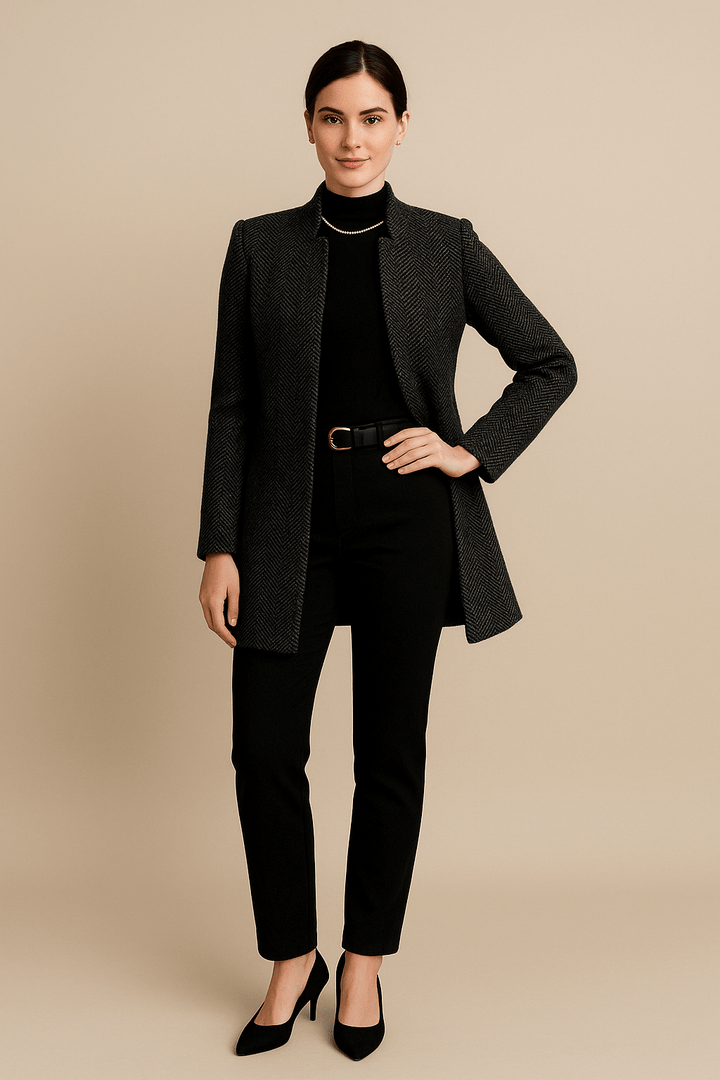 Elodie – Women’s Ankle-Length Coat with Notch Lapel