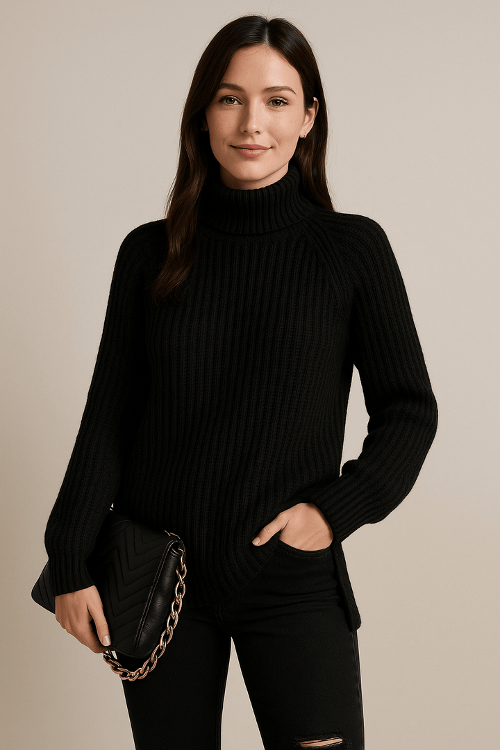 Elsie – Ribbed Knit Slit Sweater