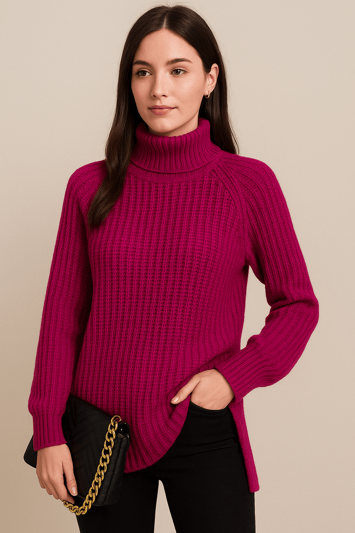 Elsie – Ribbed Knit Slit Sweater