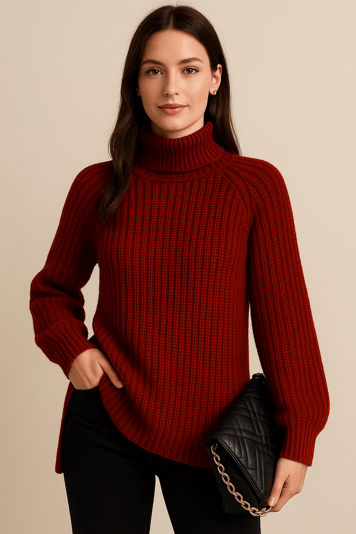 Elsie – Ribbed Knit Slit Sweater