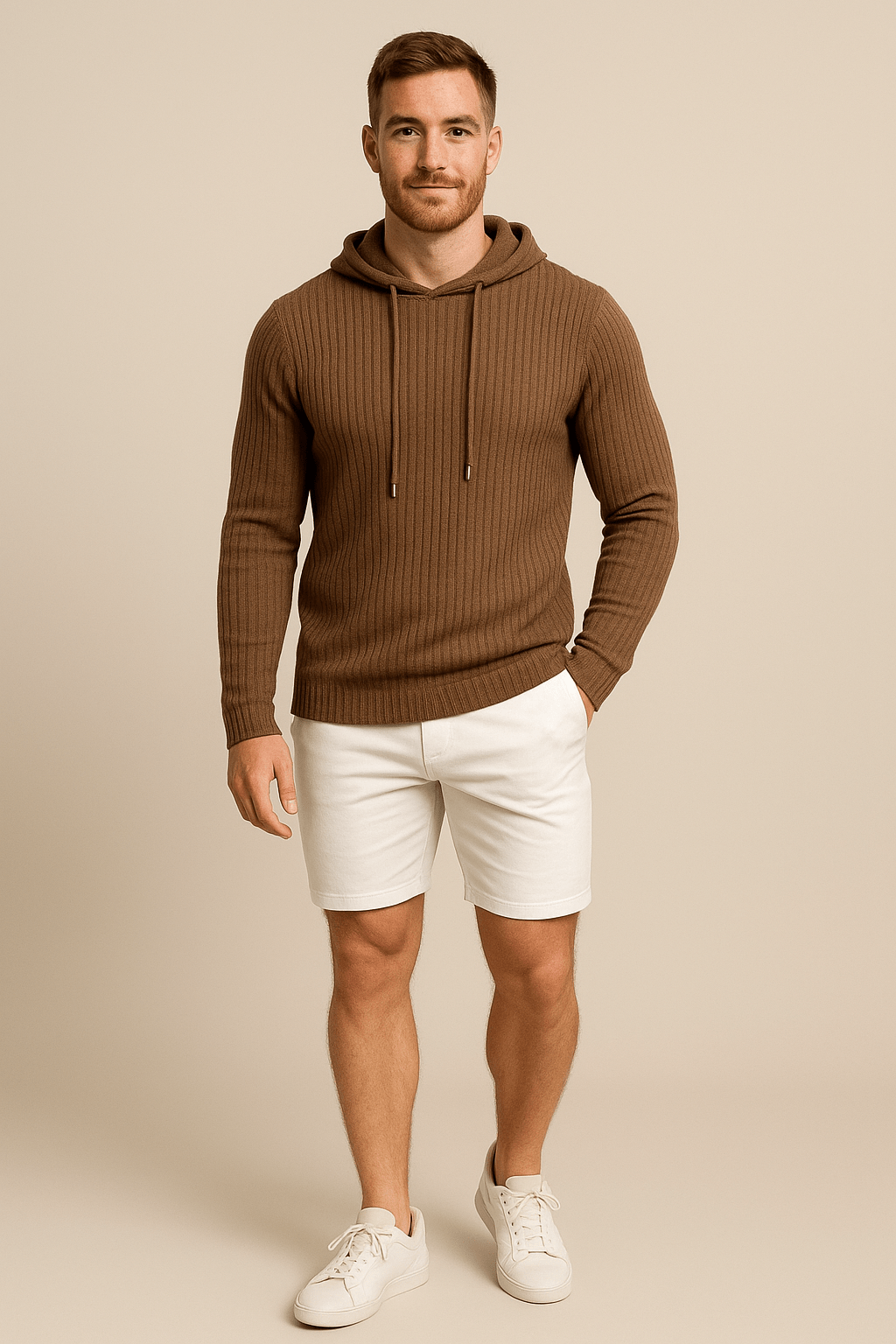 Felix – Men’s Slim Fit Ribbed Knit Hoodie with Drawstring