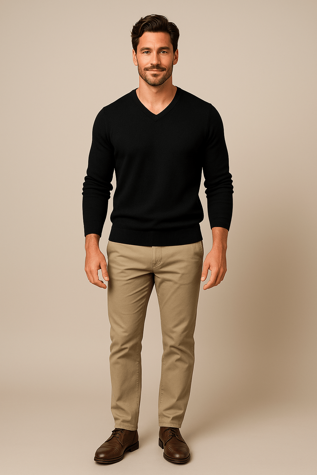 Henrik – Men’s Slim Fit Knitted Cotton Blend V-Neck Sweater