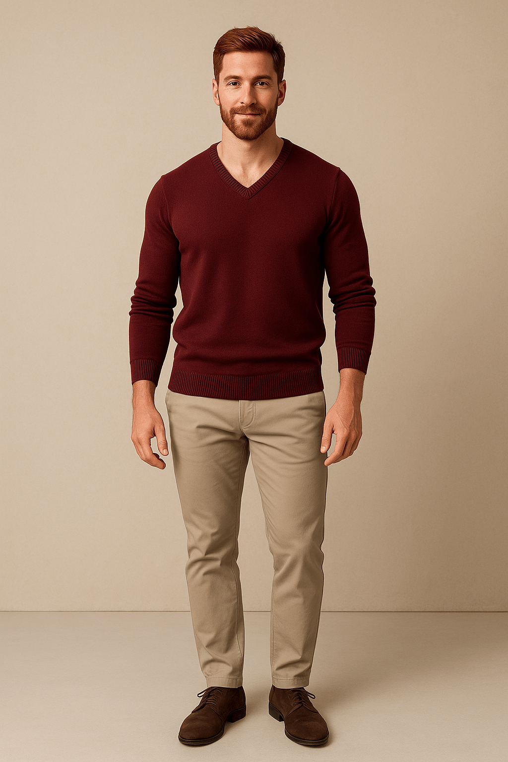 Henrik – Men’s Slim Fit Knitted Cotton Blend V-Neck Sweater