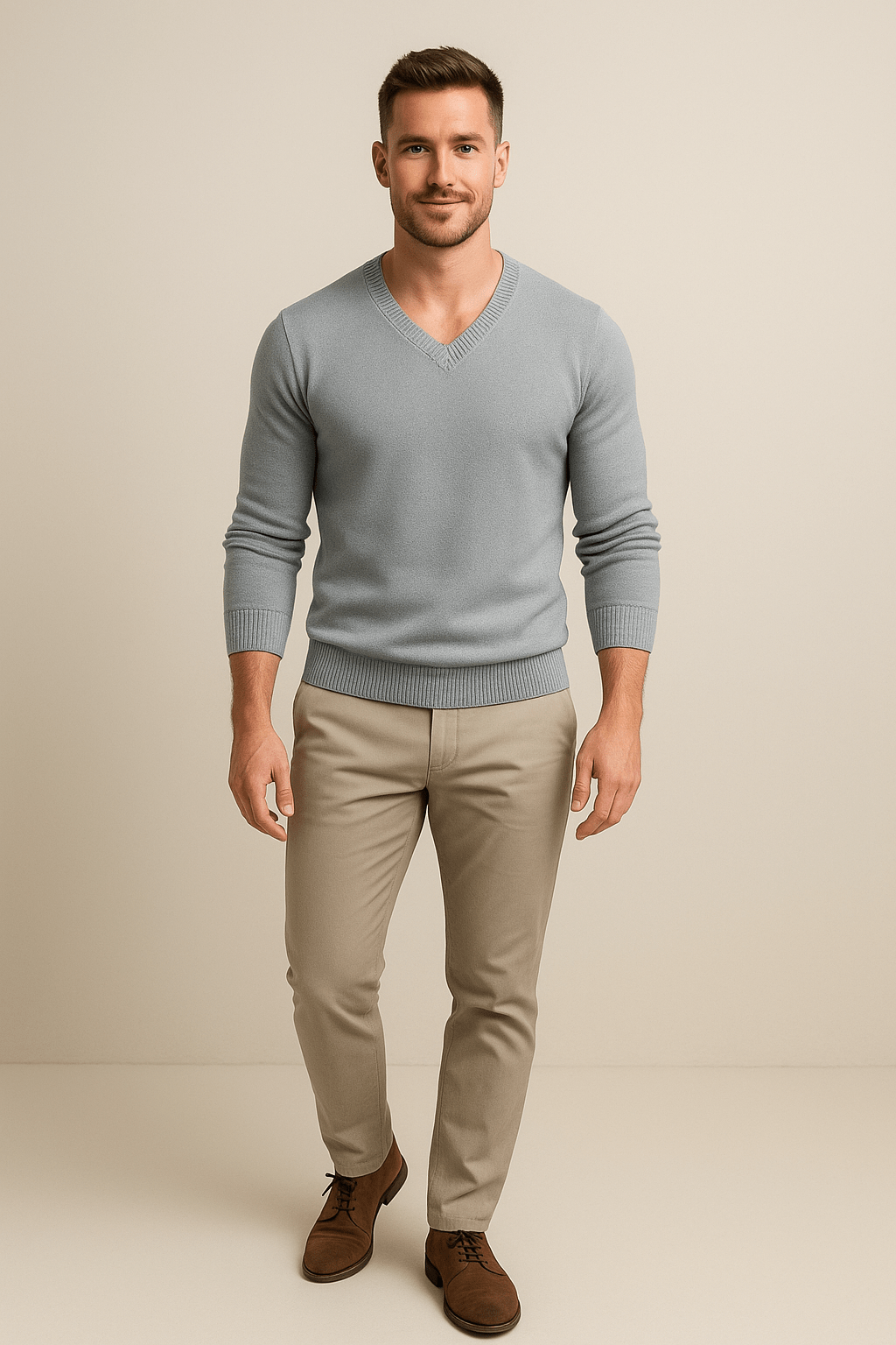 Henrik – Men’s Slim Fit Knitted Cotton Blend V-Neck Sweater