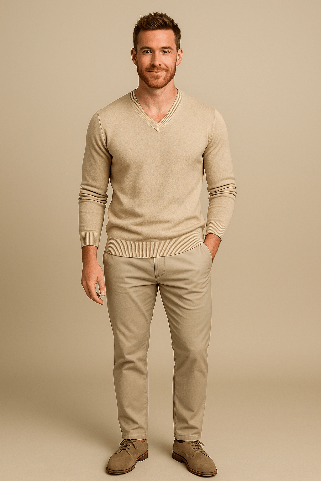 Henrik – Men’s Slim Fit Knitted Cotton Blend V-Neck Sweater