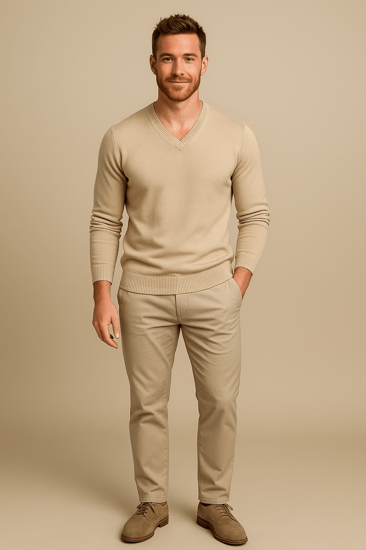 Henrik – Men’s Slim Fit Knitted Cotton Blend V-Neck Sweater