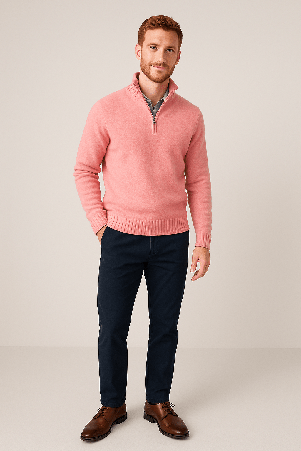 Jorgen – Men’s Quarter-Zip Sweater with High Collar & Ribbed Knit