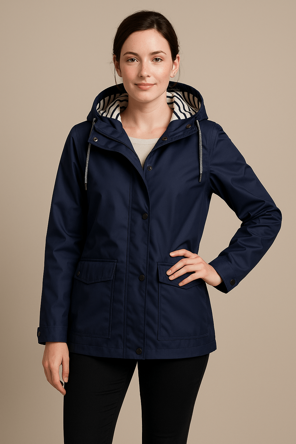 Kaia – Women’s Mid-Length Water-Resistant Raincoat – Adjustable Hood