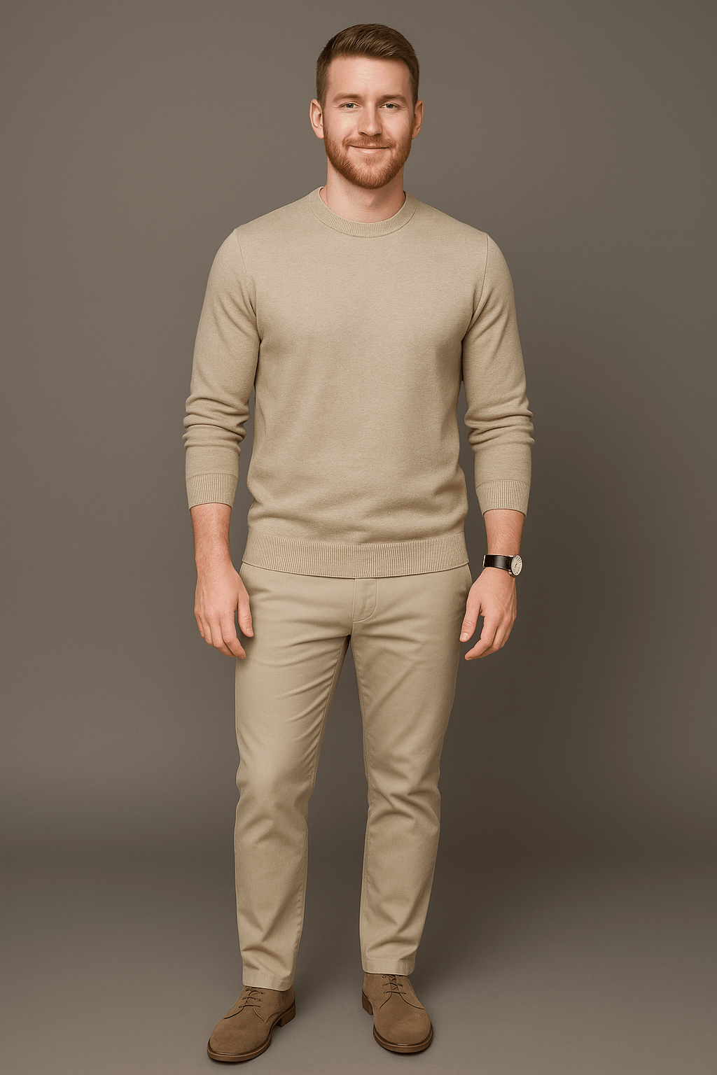 Leo – Men’s Slim Fit Cotton Blend Crew Neck Sweater with Ribbed Trim