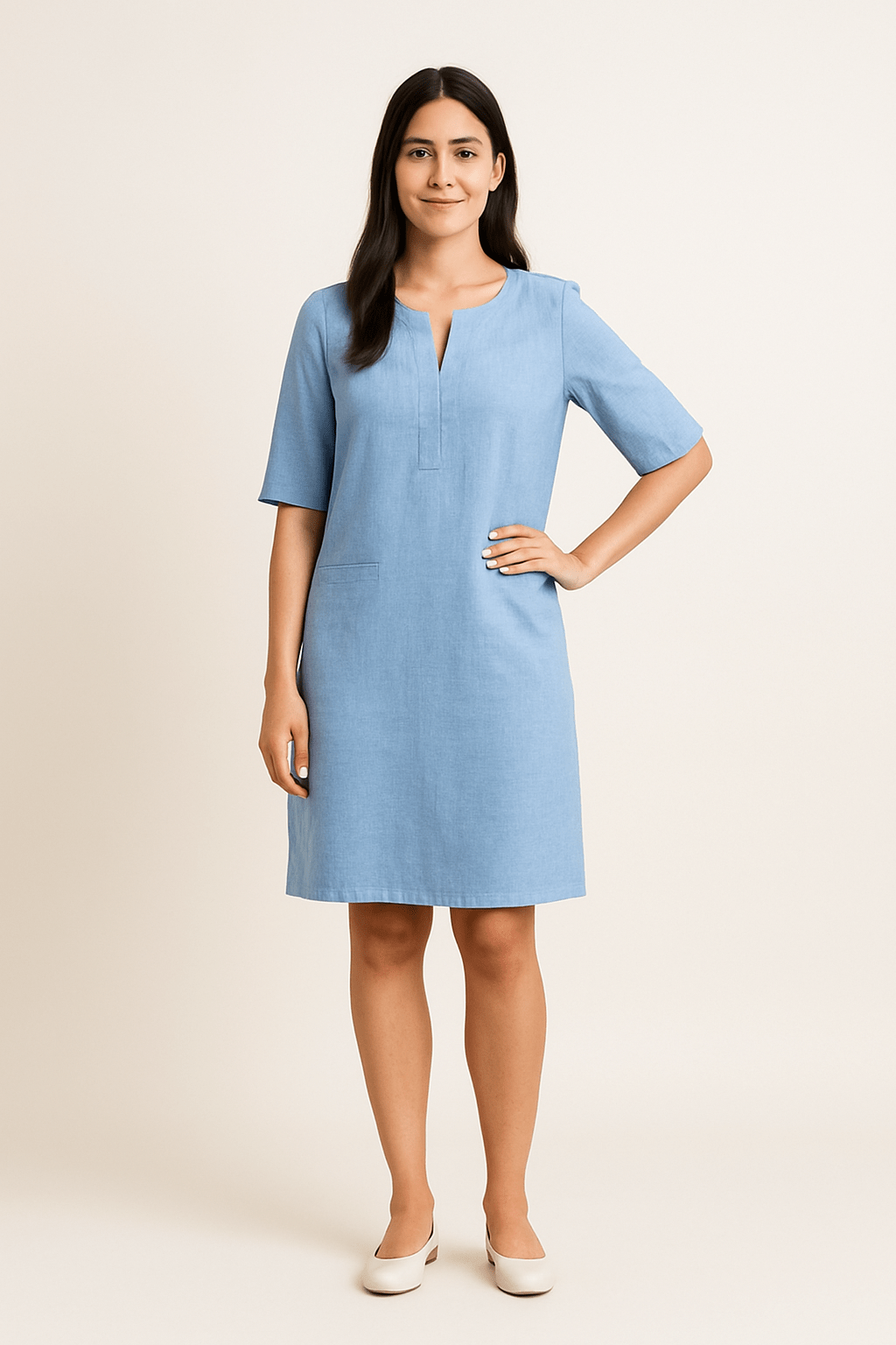 Fiadh – Linen Style Shift Dress in Effortless Summer Fit
