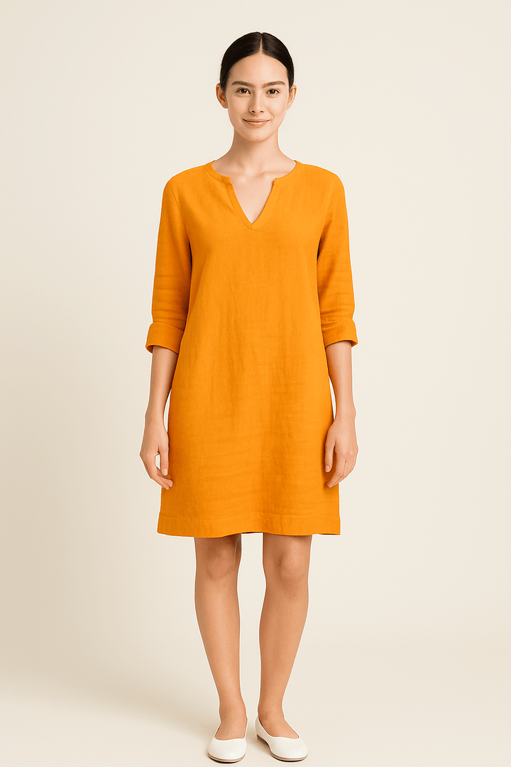 Ailsa – Lightweight Linen V-Neck Dress with Side Pockets