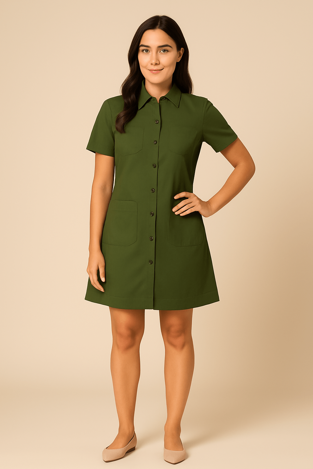 Button-Up Cargo Mini Dress