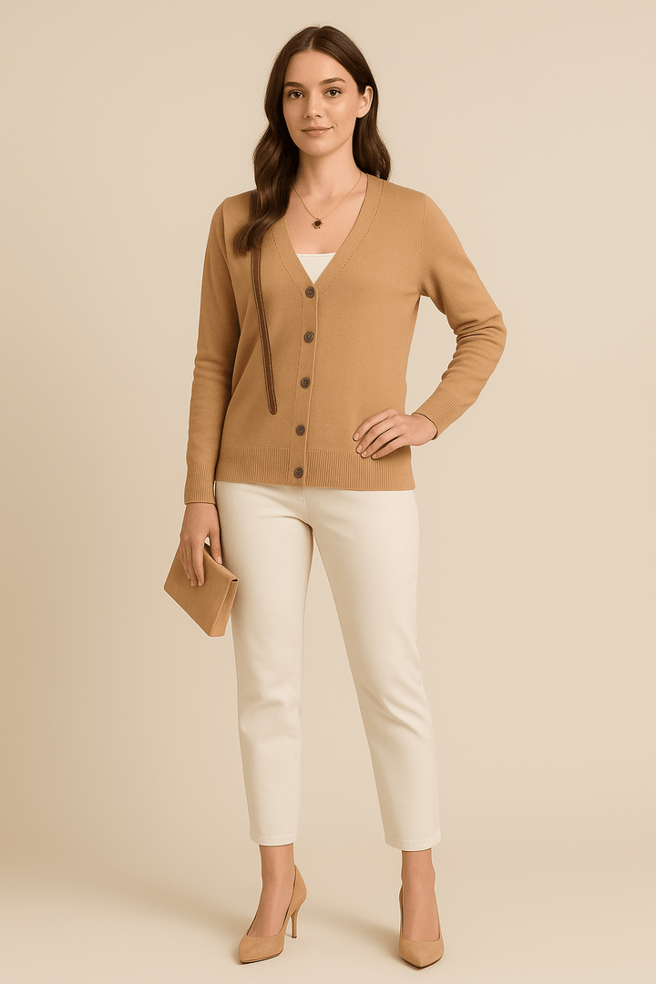 Luna Women's Lightweight Cotton V-Neck Cardigan