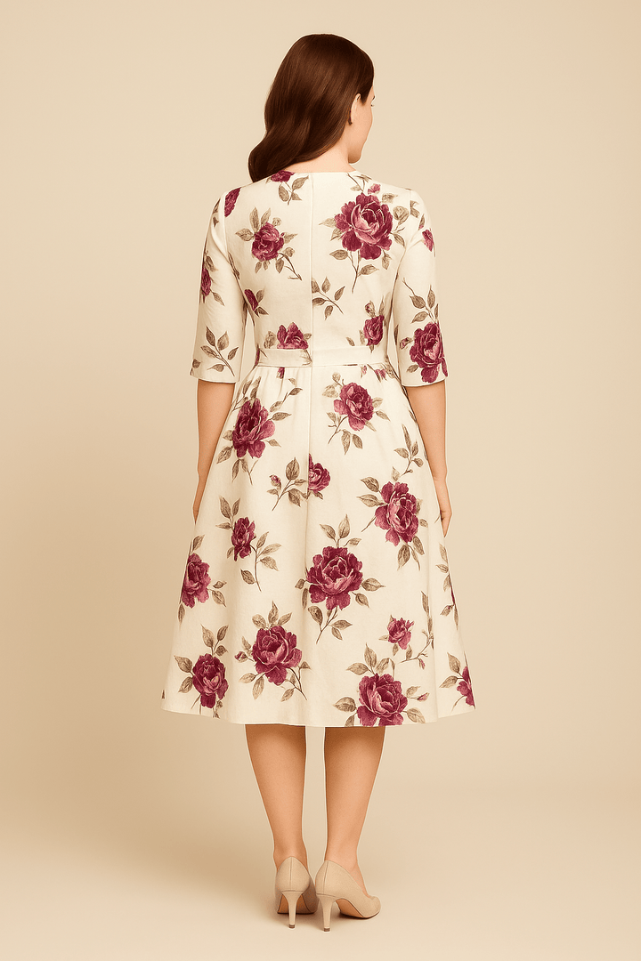 Women's Floral Print A-Line Dress - Elegant Design