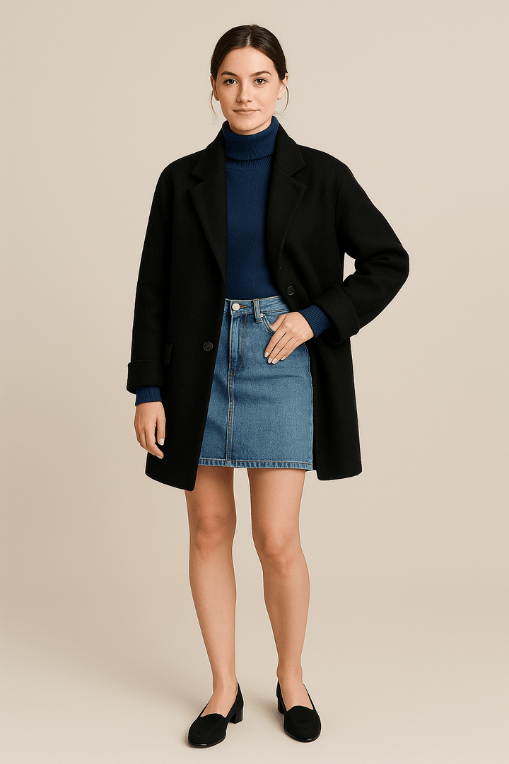 Marisol – Women’s Wool-Blend Coat with Button Closure and Pockets
