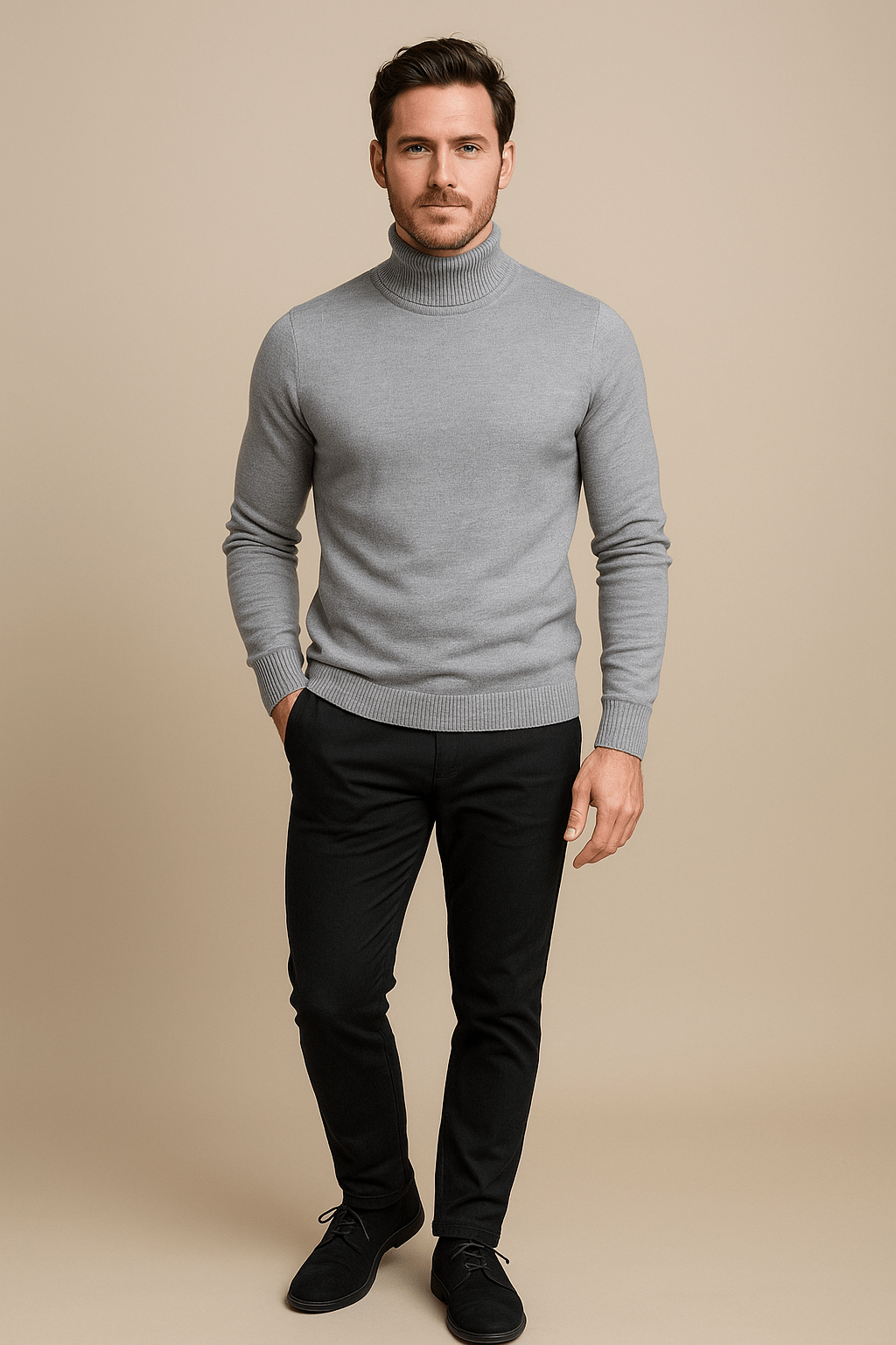 Merrin – Men’s Slim Fit Turtleneck Sweater in Soft Knit