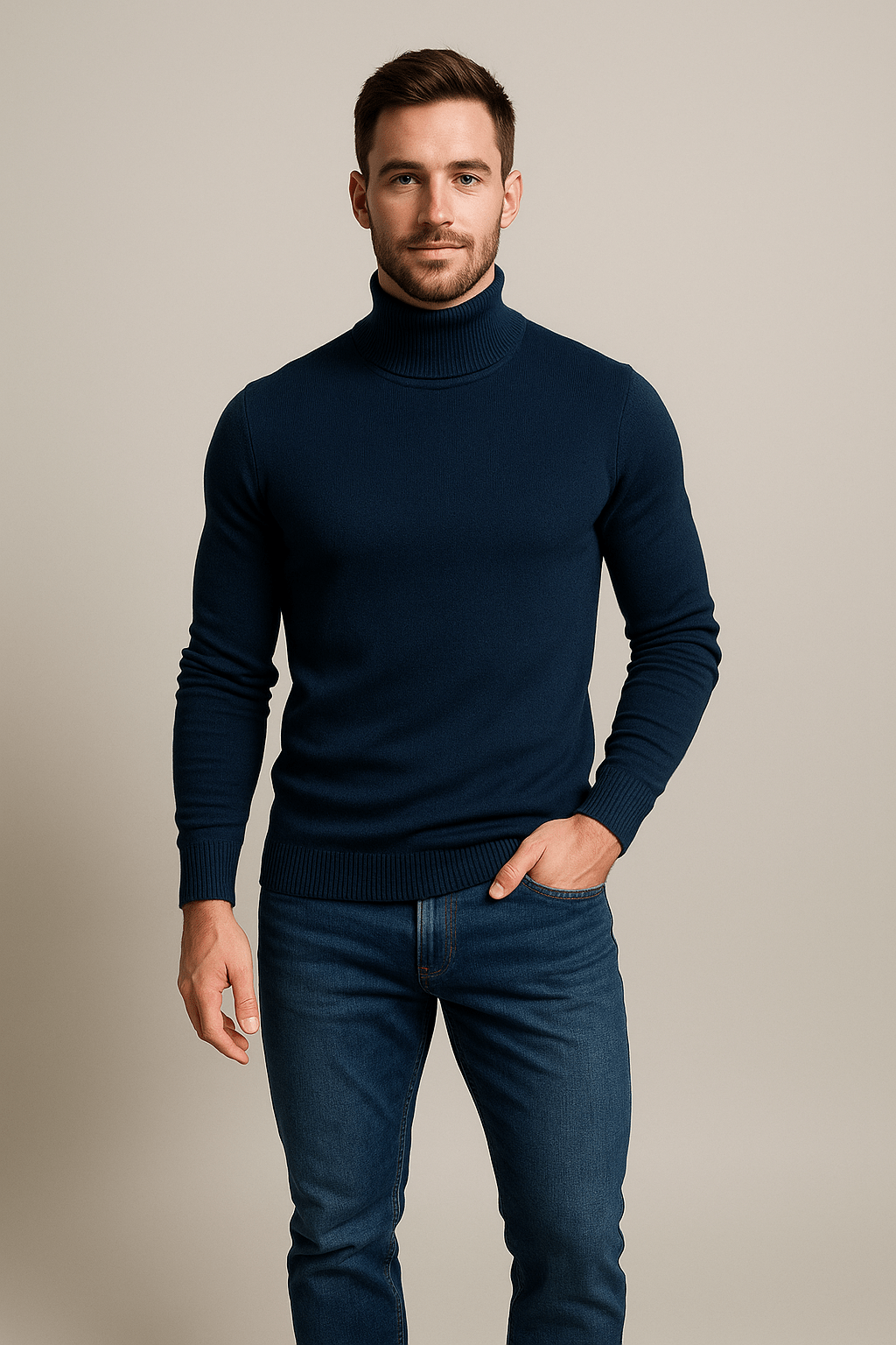 Merrin – Men’s Slim Fit Turtleneck Sweater in Soft Knit
