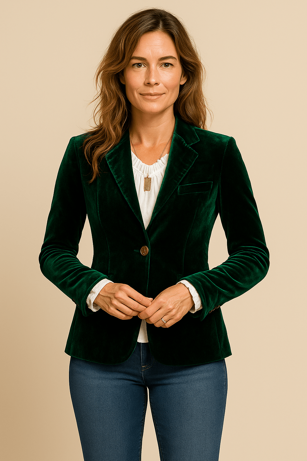 Miranda – Women’s Retro Lapel Blazer – Slim Fit – With Pockets